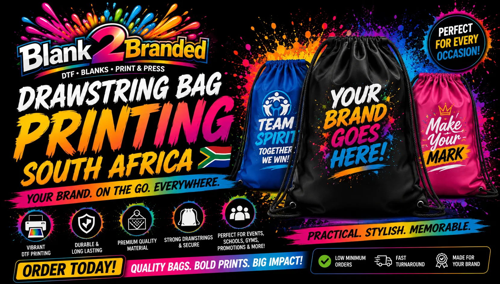 Drawstring Bag Printing South Africa: Cheap Bulk Branded Bags